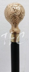 Vintage Designer Brass Handle Antique Style Victorian Cane Wooden Walking Stick - Picture 1 of 11