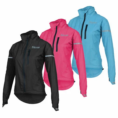 Women cycling Jacket HOODED Ladies waterproof high viz Wind Breaker running top - Image 1 of 4