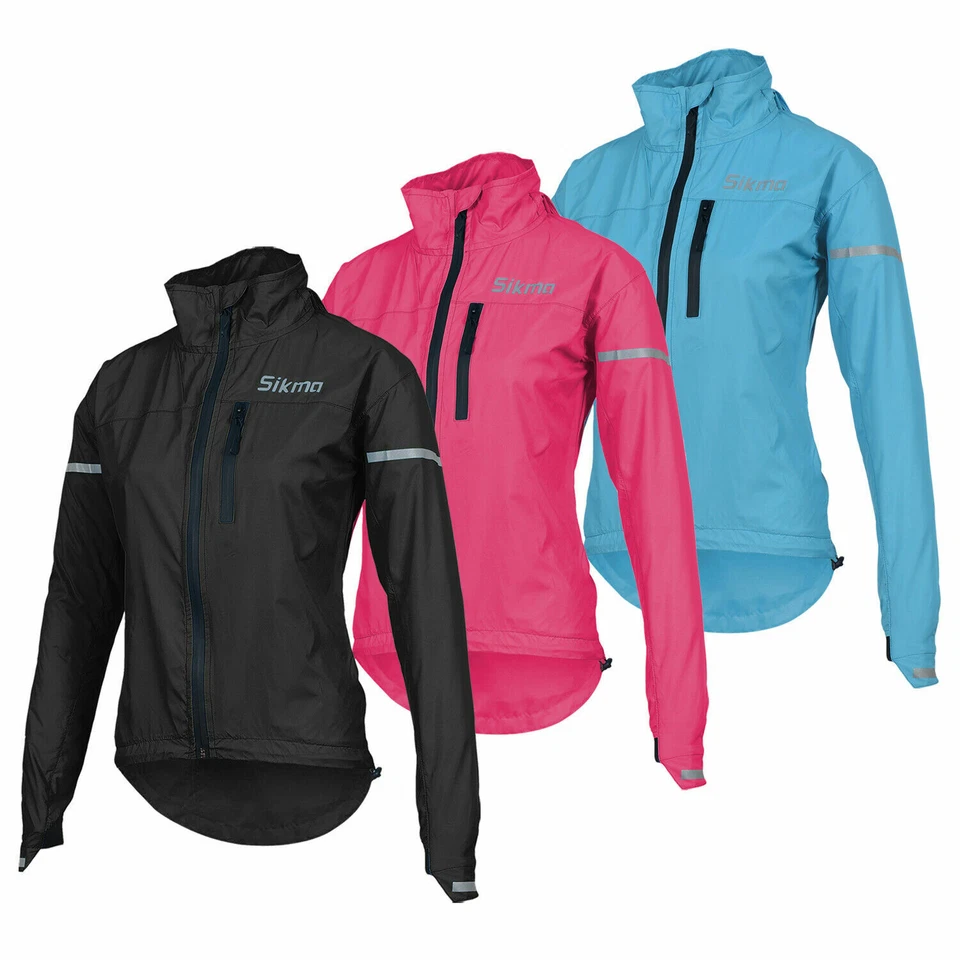 Women cycling Jacket HOODED Ladies waterproof high viz Wind Breaker running top - Image 1 of 4
