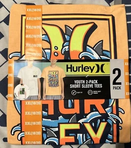 NWT Hurley Youth Boy's 2 Pack Short Sleeve Easy Fit Graphic Tee Orange/White XXL - Picture 1 of 3