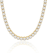 Tennis Necklace for Women, 14K/White Gold Plated Diamond Cubic Zirconia Baguette