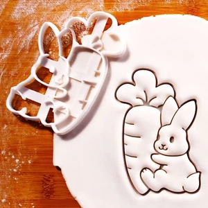 Bunny with Carrot Cookie Cutter - Easter Day fluffy rabbit Pascha baby shower - Picture 1 of 4