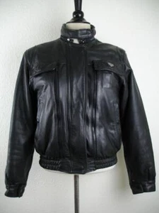Women's M First Gear Heine Gericke Black Leather Motorcycle Jacket Insulated Zip - Picture 1 of 24