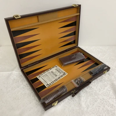 Vintage Citron International Backgammon Set Deluxe Brown Briefcase Game Gift - Image 1 of 4