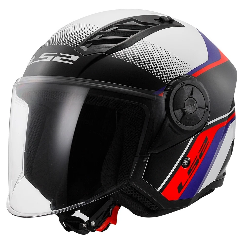 Casco Jet Ls2 OF616 Airflow 2 Rush Bianco Blu Rosso Lucido - Immagine 1 di 1