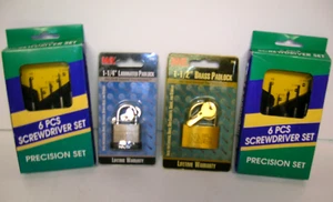 Padlocks MIT 1.25" LAM & 1.50" BRASS & 2 Sets of Precision Screwdrivers ALL NEW - Picture 1 of 4