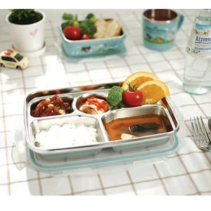 Stainless Steel Food Snack Tray Airtight Lid Hygienic Bento Side Trays for KIDS - Picture 1 of 6