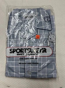 Vintage 1980er Sportswear Marke Herren Baumwolle Flanell Pyjama Set NEU versiegelt Small - Bild 1 von 5