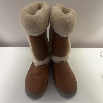 Style & Co. WITTY 女式麂皮绒皮革人造毛皮衬里冬季靴,尺寸 10 M 棕色 — 第 1/4 张图片