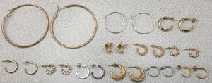 12 Pairs Of Earrings for pierced ears. Hoop Earrings. Some Vintage. - Picture 1 of 10
