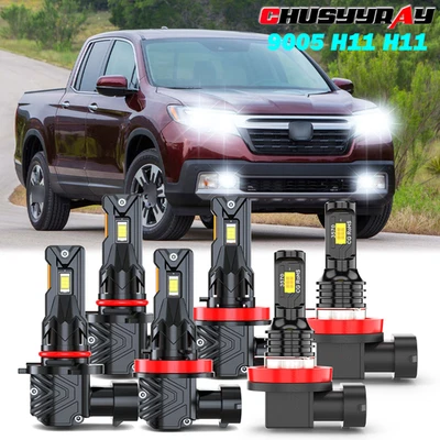 Kit de bombillas LED de haz alto/bajo y luz antiniebla para Honda Ridgeline 2017-2020 Foto 1 de 4