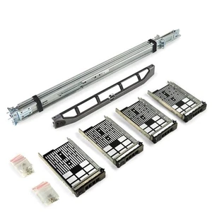 Dell PowerEdge R420 / R430 4B Upgrade Kit: Sliding Rails + Bezel +4x LFF Caddies - Picture 1 of 4