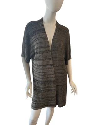 Cárdigan Eileen Fisher Talla L XL Beige Gris Tejido Tencel Fluido Viaje Kimono Top Foto 1 de 4