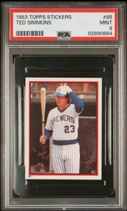 1983 Topps Stickers #85 Ted Simmons PSA 9 MILWAUKEE BREWERS MLB Baseball HOF  - Picture 1 of 2
