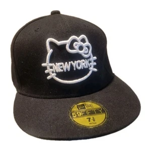 Hello Kitty x New Era 59fifty Size 7 3/8 Fitted Hat Black White 58.7 cm Cap New - Picture 1 of 6