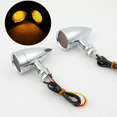 For Harley Davidson Softail Chrome Motorcycle LED Turn Signal Lights Blinker - Imagem 1 de 4