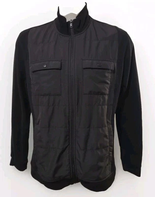 Chaqueta de bombardero Alfani para hombre XL bolsillos delanteros a presión cremallera completa negra polar algodón Foto 1 de 4