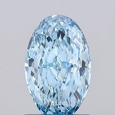 1.01 CT Oval Cut Lab Loose IGI Stone Fancy Vivid Blue Color VS2 Gifts For Ring - Image 1 of 4