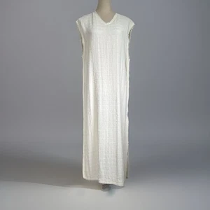 Zara strukturiertes ärmelloses Tunika Kleid weiß Fransen Saum Damen XL Boho Resort - Bild 1 von 11