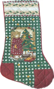 Medias de Navidad de peluche árbol de Navidad a cuadros novedad vino verde - Imagen 1 de 1