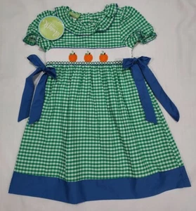 Classic Whimsy Girls Green & White Checkered Pumpkin Dress Size 5 NWT - Picture 1 of 11