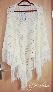 Häkeltuch Schulterwärmer Umhang Cape Dreieckstuch Handarbeit Unikat mit Glitzer - Bild 1 von 8