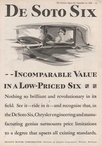Vintage DE SOTO Six Automobile Car Transportation Print Ad von 1928 - Bild 1 von 1