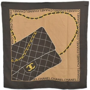CHANEL 100% Seide Schal Braun - Bild 1 von 15