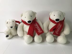Coca Cola Polar Bear Coke 6-9" Plush Stuffed Animal Toy With Red Scarf