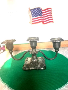 OLD ENGLISH 3 ARM CANDELABRA SOLID BRASS COATED SILVER COLOR - Picture 1 of 5