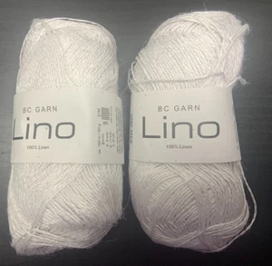 (Lot of 2) BC Garn Lino Linen Yarn, 30 Pure White - Picture 1 of 4