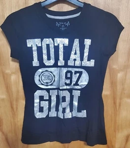 TOTAL GIRL BLACK WITH SILVER SPARKLY DECOR GIRL TOP - Picture 1 of 4