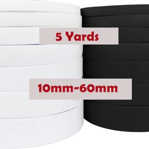5 Yards Flat Elastic Band Rubber Band 10mm-60mm for DIY Sewing Clothing Trim - Picture 1 of 6