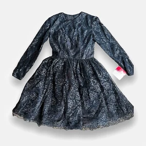 (NWT!) Vtg OSCAR DE LA RENTA STUDIO Black Long Sleeve Cocktail Dress Petticoat - Picture 1 of 22