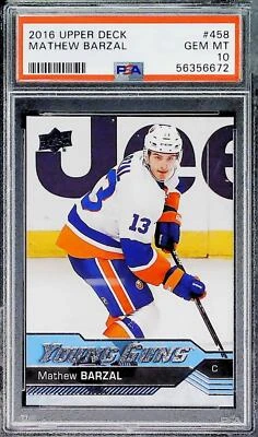2016 Upper Deck Mathew Barzal Islanders #458 PSA 10 cartas colecionáveis em perfeito estado  - Imagem 1 de 2