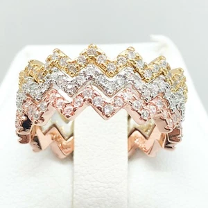 R066 Joyería de moda para mujeres 18K Gold GP Compromiso Promesa de boda Anillo de banda Set - Imagen 1 de 4