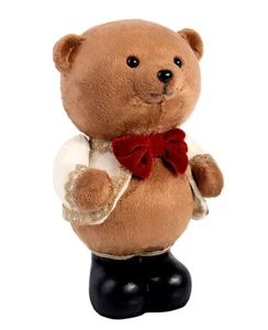 10" Brown & Gold Bear Christmas Decoration, Tree Figurine, Christmas Bear Doll - Picture 1 of 5