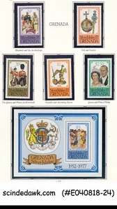 GRENADA - 1977 QEII SILVER JUBILEE - SET OF 5-STAMPS & 1-M/S MNH - Picture 1 of 1