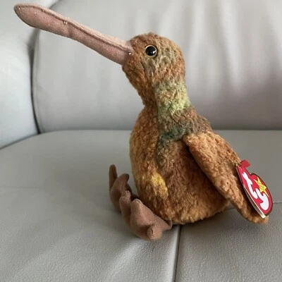 Juguete de peluche original Ty Beanie Babies Break the Kiwi Bird 4211 1998 Foto 1 de 4