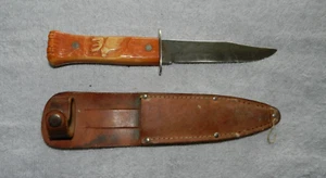 Vintage Imperial Carbon Steel Moose Head Handle Hunting Knife w/ Sheath 8.75" - Picture 1 of 11