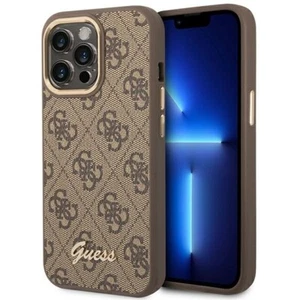 Funda para móvil iPhone 14 Pro Guess cuero sintético patrón marrón logotipo dorado - Imagen 1 de 8