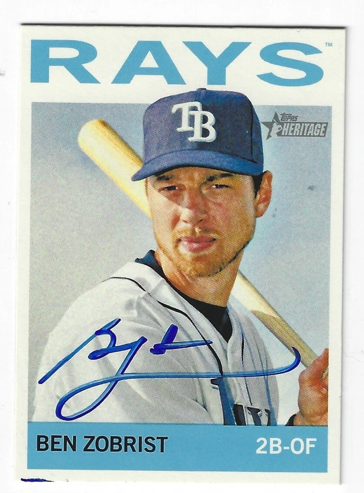 Autographed BEN ZOBRIST Tampa Bay Rays  2013 Topps Heritage Card #36 w/COA - Image 1 of 1
