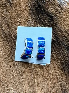 OPAL ~ HOOP ~ STERLING ~ EARRINGS - Picture 1 of 4