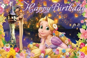 Disney Princess Rapunzel Backdrop Birthday Party Decor Background Cloth Banner - Picture 1 of 4