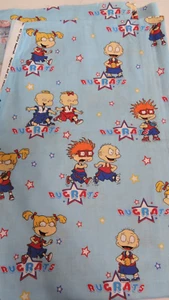 Rugrats Fabric Vintage 2000 Cotton/Cotton Blend 2 Yards Blue Red Yellow White - Picture 1 of 5