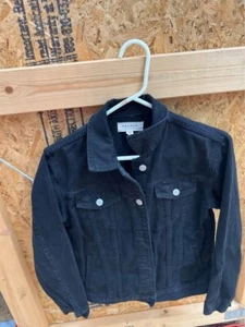 PacSun Damen Jeans-Cropped-Jacke anthrazit gestreift Knopfleiste Größe XS/S - Bild 1 von 5