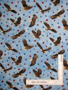 Patriotic Stars Stripes Eagle Birds Stars Blue Cotton Fabric Northcott By Yard - Picture 1 of 1