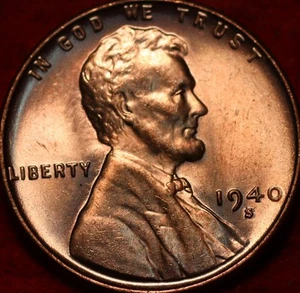 Uncirculated Red 1940-S San Francisco Mint Copper Lincoln Wheat Cent - Picture 1 of 2