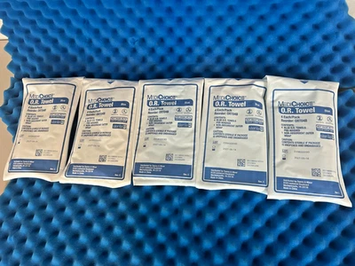 LOT OF 20 (5 PACKS OF 4) MEDICHOICE ORT04B STERILE OR TOWEL BLUE ORT04B