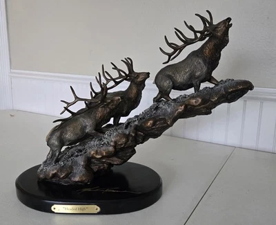 EXCELENTE Escultura de Alce Marc Pierce 'Headed High' 16"L X 12.5"H Big Sky Tallavers Foto 1 de 4